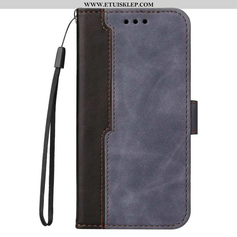 Etui Folio do iPhone 13 Mini Dwukolorowa Sztuczna Skóra